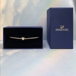 SWAROVSKI Subtle Heart Bracelet, White, Rhodium